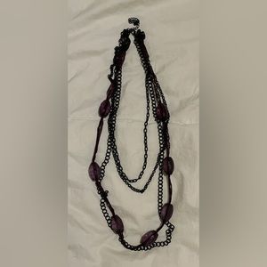 Express Black Multilayered Chain with Purple Beads